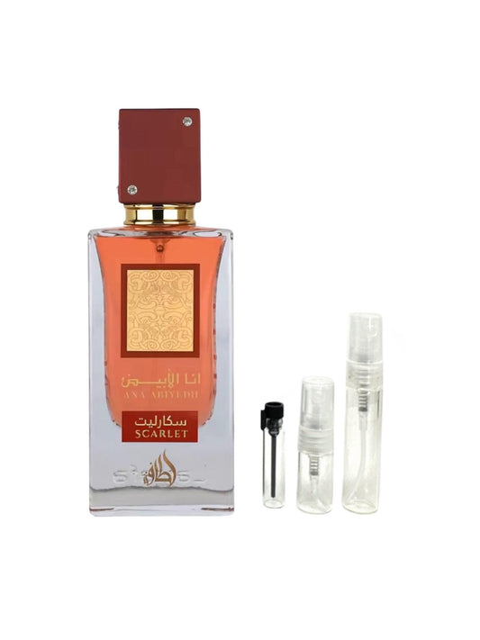 Ana Abiyedh Scarlet Perfume Sample: Black Cherry White Rose Caramel Arabian Eau de Parfum Lattafa